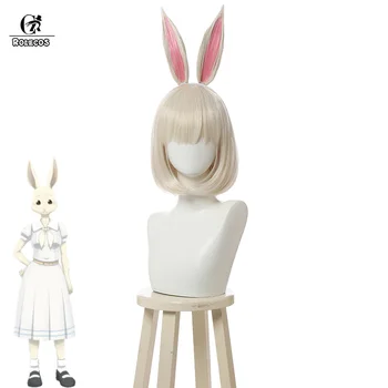 ROLECOS Beastars Haru Cosplay Hair Bunny Rabbit cosplay czapki z uszami krótkie Bobo damskie włosy Helloween, termiczne