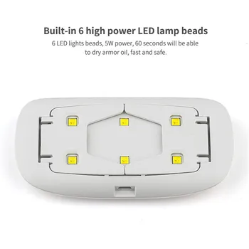 ROSALIND 6W SUNmini2 UV Nail lamp LED Nail Dryer Przenośny kabel USB Отверждающий żel lakier do paznokci Portable Mouse Shape Nail Art Tools