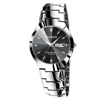 Relogio Feminino FNGEEN Couple Watch Męskie kwarcowy zegarek dla miłośników luksusowe damskie zegarki boże Narodzenie ze stali nierdzewnej wodoodporny