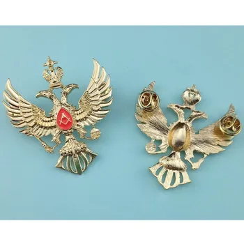 Rosyjski masoński znak dwukierunkową orła, pokrycie Złota szpilka масона Rosja Kamieniarz medale, CCCP broszki