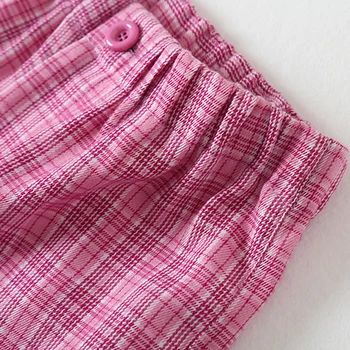 Różowe w kratkę spodnie kobiety 2020 vintage stylowy elastyczny pas Anglia styl spodnie ins retro mujer pantalones