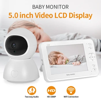 SHIWOJIA 5inch Video Baby Monitor 2szt 1080P HD Camera WiFi Cry Alarm Nanny Cam Baby Camera-Night Vision Surveillance opiekunka do dziecka