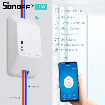 SONOFF RFR3 RF R2/R3 DIY WIFI bezprzewodowy włącznik światła 433 Mhz pilot Smart Timing Google Home Alexa LAN eWelink APLIKACJI sterowanie głosem