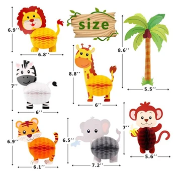 Safari Animals Honeycomb Kids Birthday Paper Lanter Jungle Animal 3D gry planszowe ozdoby Kids Birthday Safari Party Decor