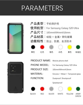 Samsung Samsung Galaxy S20 Ultra Case LOVE MEI Shock Dirt Proof Water Resistant Metal Armor Cover etui do telefonu Samsung S11 Plus