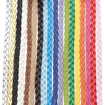 Sauvoo 10 m/Lot kolorowy pleciony PU skórzany sznur 5 mm płaski faux skóry pasek rzemiosło przewód do DIY biżuteria dostawca