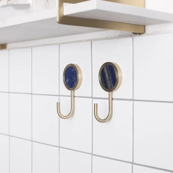 Skandynawski mosiądz hak oryginalny design wiskozowego haczyk na płaszcz błękitne złoto, Perłowa umywalka kuchnia toaleta paznokci bezpłatny haczyk na ręczniki