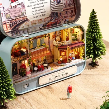 Skrzynia teatr Lalek domek 3D meble drobna zabawka DIY miniaturowy domek dla lalek kreatywne meble Casa zabawka dla dzieci prezent na Urodziny