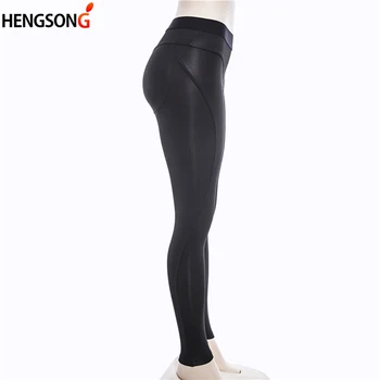 Solidne czarne sportowe legginsy damskie uciskowe Thigts siłownia trening legginsy hip push up stretch spodnie jogi