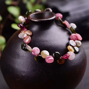 Sprzedaż hurtowa naturalny turmalin kamień bransoletki Kryształ kropla wody Kształt koraliki bransoletka dla kobiet dziewczyna nadgarstek DIY biżuteria