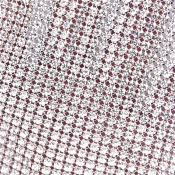 Ss12 36Rows Clear Crystal Rhinestone Mesh Trimming Sew On Claw Stone Chain 1 yard srebrna podstawa biała tkanina Diy koronkowe ozdoby