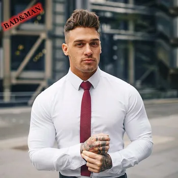 Street trend siłownia muscle builder bro shirt z długim rękawem męska naprawczy wysokość elastyczna oddychająca szybkoschnąca koszulka sportowa koszula męska t-shirt