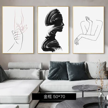Streszczenie sexy kobieta szkic płótno sztuka plakaty i wydruki czarno-biała linia sztuka płótnie Obraz na ścianie sztuka skandynawski wzór