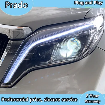 Stylizacja samochodu Toyota-2017 Prado LED reflektory LED DRL Hid Head Lamp Angel Eye Bi-Xenon double beam akcesoria do reflektorów