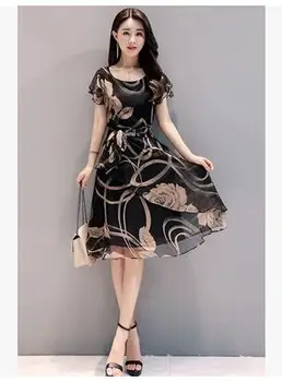 Sukienka 2020 letnia koreańska wersja nowej kobiety moda temperament był cienki duży metrów szyfonu słowo
