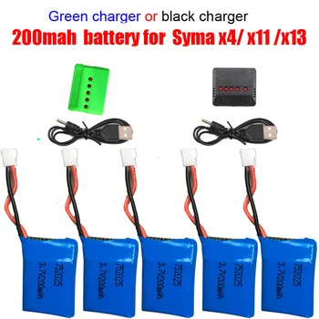 Syma X4 X11 X11C Lipo 3.7 V 200mAh Li-po akumulator z 5w1 USB Fast Charger zestaw do Syma X4 X11 X13 Quadcopter RC Drone samolot