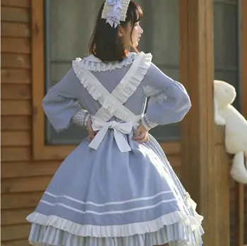 Słodki Lolita fartuch rocznika koronki odpinany pasek na ramię gothic Lolita fartuch Kawaii dziewczyna Loli cosplay