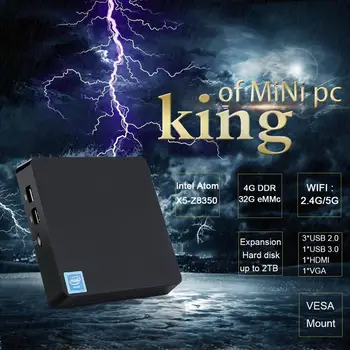T11 Mini PC Intel Atom X5-Z8350 Quad Core Win10 Mini Computer 2.4 G/5G WIFI BT HDMI USB 3.0 4G 32G/4G 64G VGA pocket PC