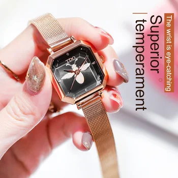 TDO damskie zegarki 2020Square moda zegarek damski luksusowe zegarek damski bransoletka dla kobiet Skórzany pasek zegarek