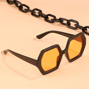 TEENYOUN 2020 Nowa moda poligon okulary Kobiety marka projektant duża ramka rocznika łańcuchy okulary kwadratowe okulary UV400