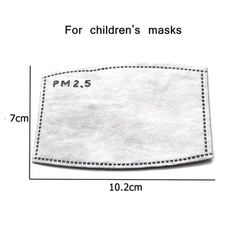 Tcare 10 szt./kpl. PM2.5 usta Maska wymienny filtr-cięcie 5 warstw włókniny dziecko dzieci aktywny filtr węglowy (4,7*3 cala)
