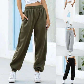 Temat Biegacze Szerokie Spodnie Sportowe Damskie Spodnie Plus Size Miękkie Spodnie Z Wysokim Stanem Ulicy Koreańskiej Codzienne Bieganie Femme Oversize