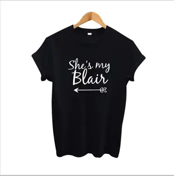 To moja Serena, to moja Blair Bff t-shirt koszulka casual Femme biały czarny ładny Harajuku Hipster kobiety topy studenci bawełna
