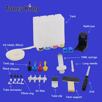Toney King Diy Ciss zbiornik z atramentem HP 650 XL wkład atramentowy Deskjet 2515 2545 2645 3515 3545 drukarka system ciągłego podawania atramentu