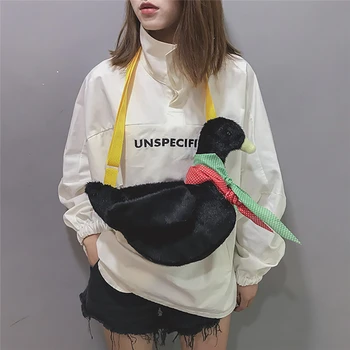 Torby kurierskie osobowość zamiatanie kaczka projekt moda pluszowe mini cross body bag kobiety torebka dziewczyny torba prezent A20