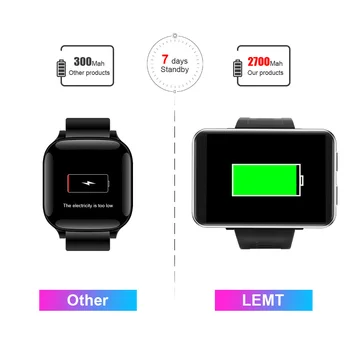Torntisc LEMT 4G Smart Watch Android 7.1 2.8 Calowy ekran 640*480 Screen 3GB + 32GB GPS WIFI v 2700mah Big Battery Smartwatch Men