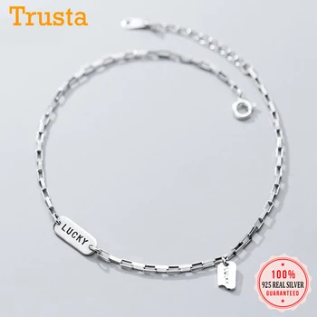 Trustdavis minimalistyczny srebra próby 925 moda CLetter Lucky nożne bransoletki dla kobiet Walentynki prezent urodzinowy biżuteria DA732