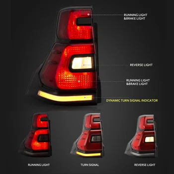 Tylne światło led w komplecie do Toyota Land Cruiser Prado 2010-2012 2013-2016 lampa tylna zespolona lampa tylna zespolona szeregowy kierunkowskaz