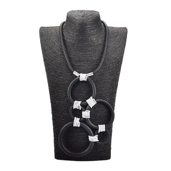 UKEBAY nowy gothic wisiorek naszyjnik kobiety geometryczne biżuteria handmade dla partii naszyjnik moda gumowy łańcuch sweter naszyjnik