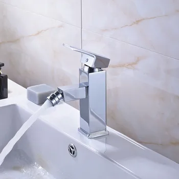 ULGKSD łazienka kran zlew chrom mosiądz 360 obrót wylewki za pomocą jednego pokrętła ciepłej i zimnej wody bateria kran Para łazienka, umywalka