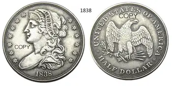 USA zestaw(1838-1882) 9шт różnych kierowniczych Полудолларовых wzorów posrebrzana replika monety