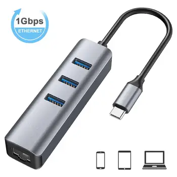 USB C HUB Gigabit Ethernet Rj45 Lan Adapter USB Type-C to USB 3.0 HUB 10/100/1000 karta sieciowa dla MacBook ChromeBook