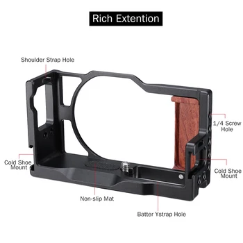 UURig Vlog Camera Cage for Canon G7X Mark III Aluminum Cage Case With Wooden Handle Hand Grip Cold Shoe Mount
