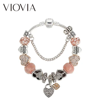 VIOVIA Luxury Fashion Rhinestone Beads Charms bransoletki i bransoletki pasują oryginalne bransoletki dla kobiet Diy dekoracje świąteczne B17124