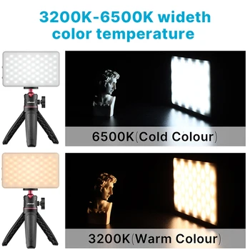 VL120 3200K-6500K Ultra Thin LED Video Light Adjustable Portable Fill Light Vlog Light with 6 Color Gel RGB Effect Sucktion Kit