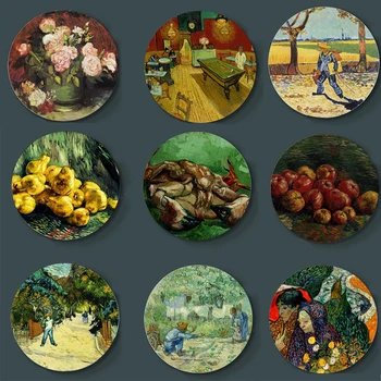 Van Gogh Olejna Malowanie Malowanie Talerz European Decoratie Plate Ścienne Piękne Dekoracje Domowy Bar Studio Handmade Rękodzieło