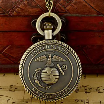 Vintage brązowy zegarki męskie Marynarki Wojennej USA zegarek kieszonkowy najlepsze prezenty dla mężczyzn chłopców retro wojskowy unisex prezenty