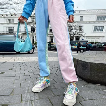 Vintage spodnie sportowe Damskie punk-biegacze damskie sportowe spodnie meble ubrania luźne spodnie różowe w kolorowe spodnie hip-hop koreański styl
