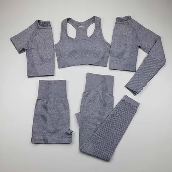 Vital Women Seamless Yoga Set Workout Sport Wear Gym Clothing Short/Long Sleeve Crop Top High Waist Running Leggings Sports Set