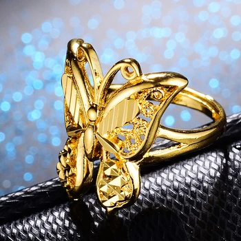 WANDO złoty kolor Etiopska motyl pierścień Erytrea Francja Afryka Włochy moda kobiety dziewczyny boże Narodzenie Nowy rok prezent jewewlry r65