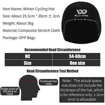 WEST BIKING Winter Windproof Caps Sport Thermal Cycling Helmet Hat Running Skiing Motocycle Riding Head Hats MTB Bike Headwear