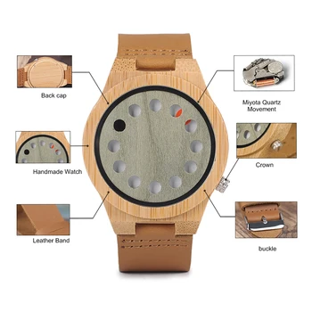 WOODme Top Zegarki męskie drewniane cyfrowy zegarek kwarcowy Roller skóra naturalna pasek klasyczny zegarek zegarki męskie relogio masculino