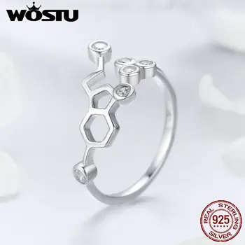 WOSTU 925 Sterling Silver The Honeycomb Finger Rings For Women Ring Brand Jewelry Gift FIR433