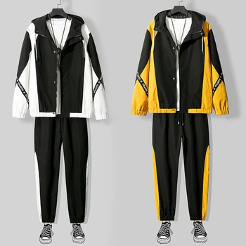 WWKK 2020 moda męska sportowy strój wiosna jesień bluza +spodnie dresowe dres zestaw mężczyzn Nowy лоскутный Slim Fit dresy