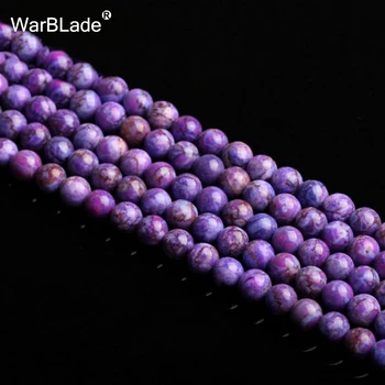 WarBLade wysokiej jakości kamień naturalny fioletowy Sugilite koraliki okrągłe luźne koraliki 6 mm 8 mm 10 mm 12 mm dla DIY bransoletka biżuteria