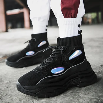 Weweya New Platform Sneakers Men gruba podeszwa buty zwiększające wzrost o 6 cm коренастые Damskie Bling Outdoors Walking Shoes